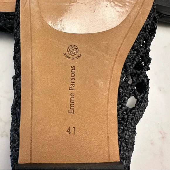Emme Parsons Black Woven Raffia Mules Size 41 / US 10 - Picture 9 of 14